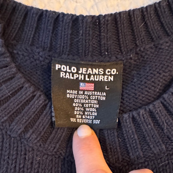 Polo Ralph Lauren Navy Crewneck Flag Sweater - Picture 3 of 3